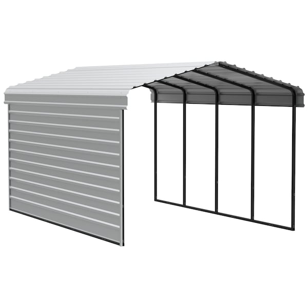 Arrow Storage Products Galvanized Steel Carport, W/ 1-Sided Enclosure, Compact Car Metal Carport Kit, 12'x20'x9', Eggshell CPH122009ECL1 - main